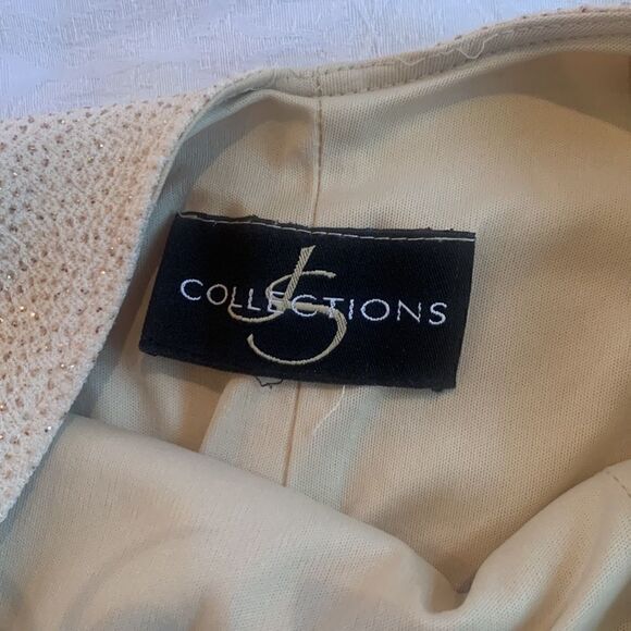 JS Collections Gown Metallic Gold Sparkles Ivory Size 8 Prom Black Tie Vintage - Picture 14 of 16